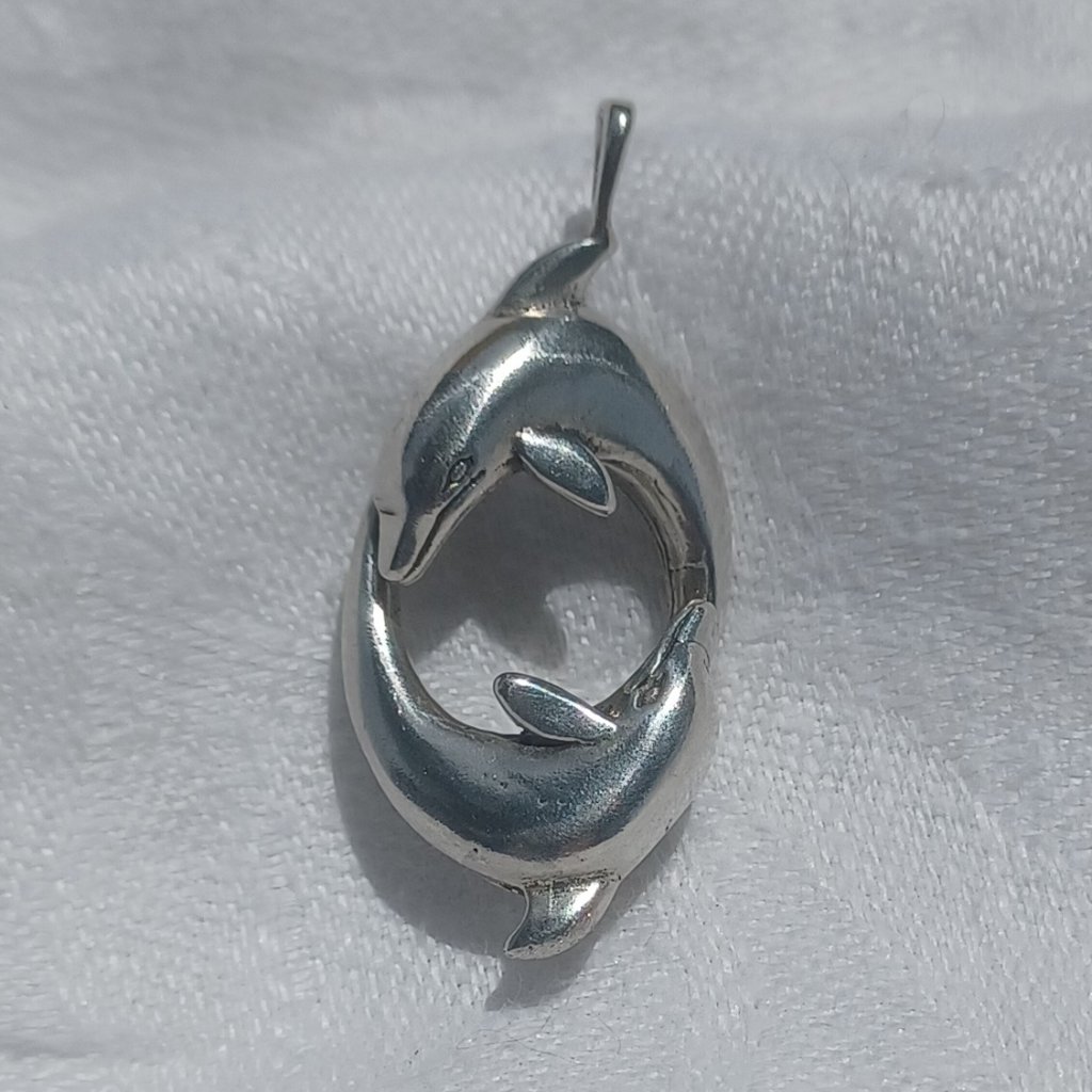 Sterling Silver Two Dolphins Pendant